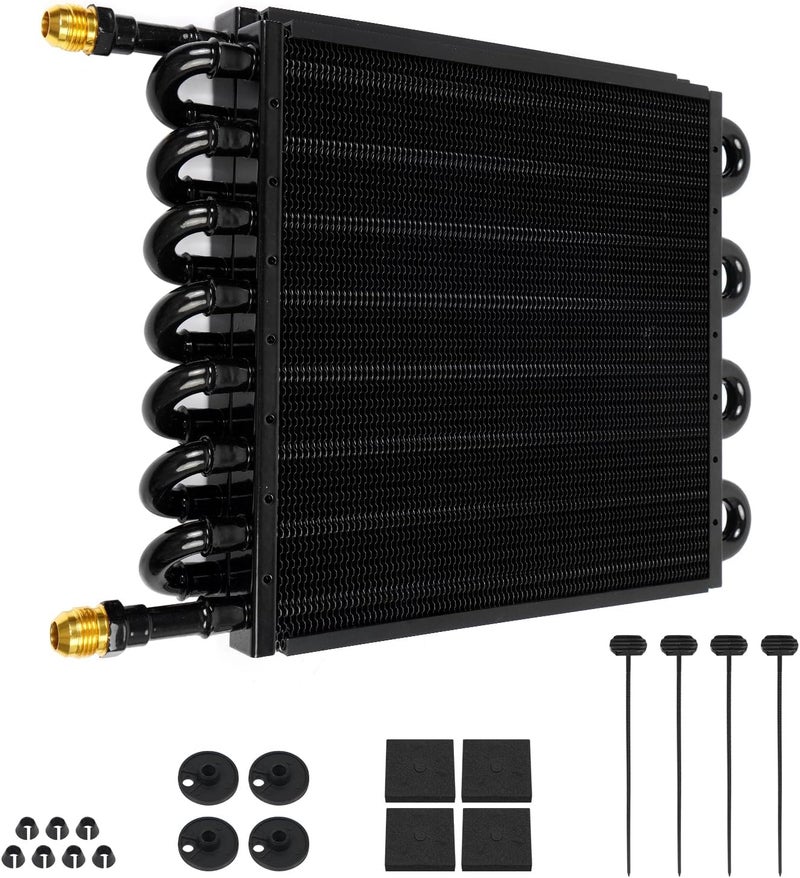 HTRACING 16 Row 8AN 1/2" Transmission Cooler Kit, Air-Compressor Aftercooler, Dual Pass Tube and Fin Universal - Image 1